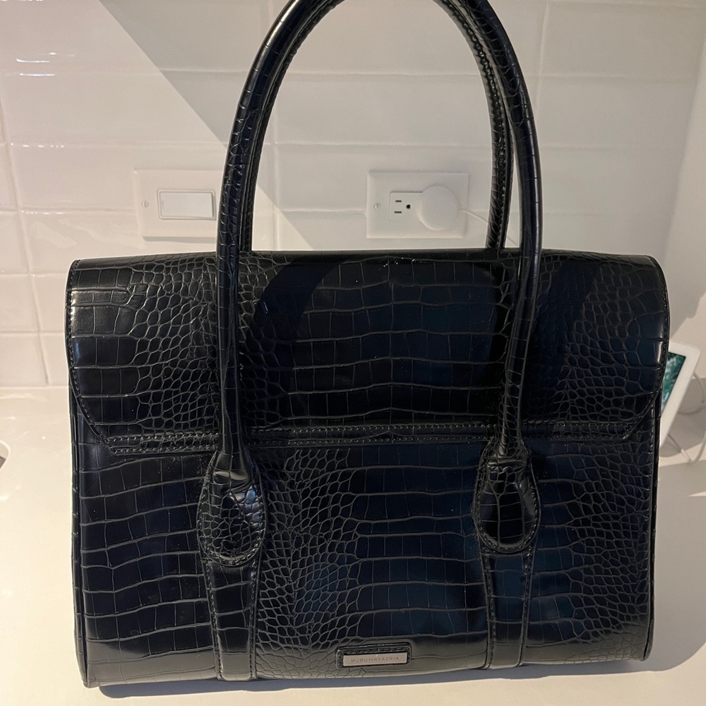 BEAUTIFUL BCBGMAXAZRIA BLACK HANDBAG -TOTE/SATCHEL TEXTURED PRINT